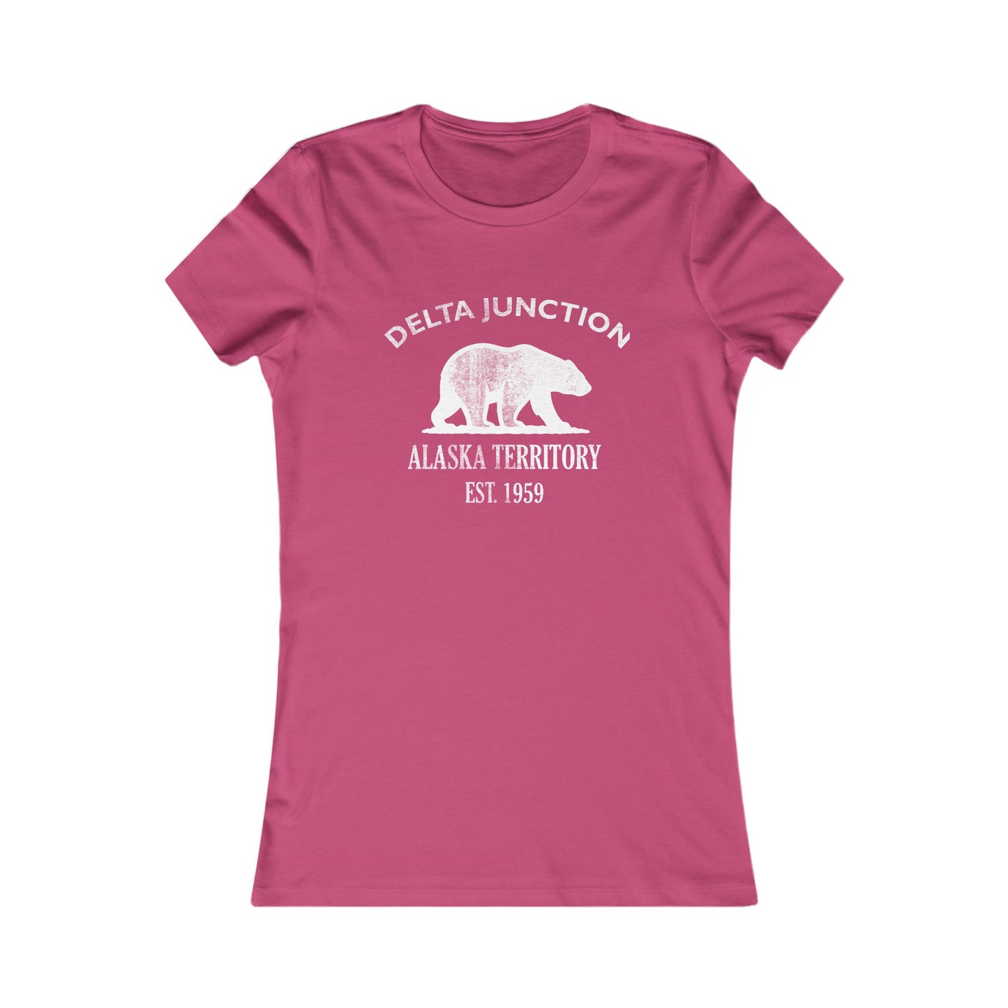 Delta Junction Alaska Vintage Retro Womens Fitted Ringspun Cotton Tee - White Logo