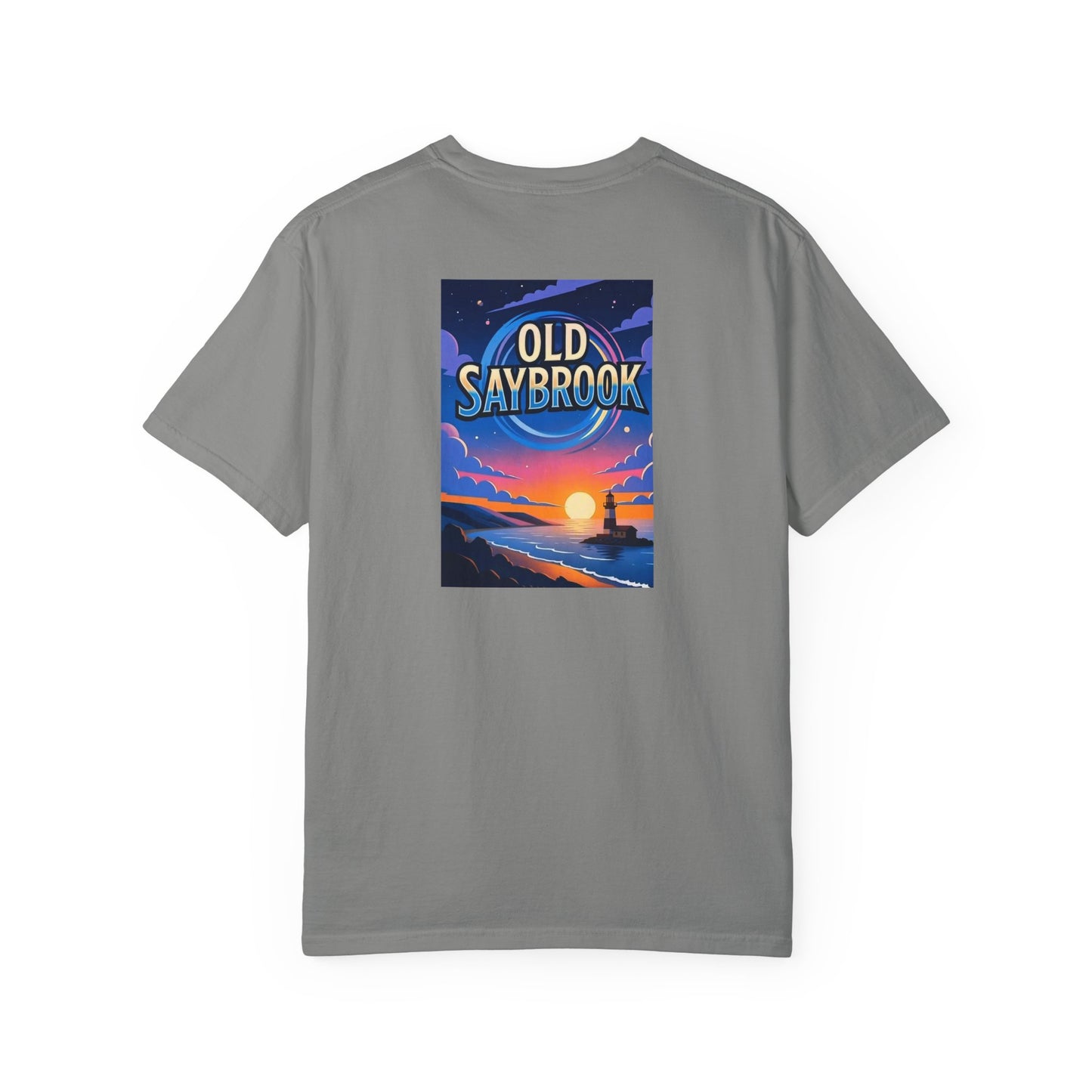 Old Saybrook Connecticut Vintage Retro Back Printed Art Series Cotton Tee - Black Logo