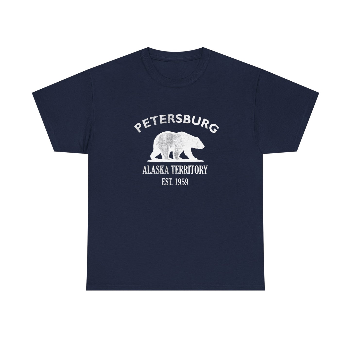 Petersburg Alaska Vintage Retro Unisex Heavy Cotton Tee - White Logo