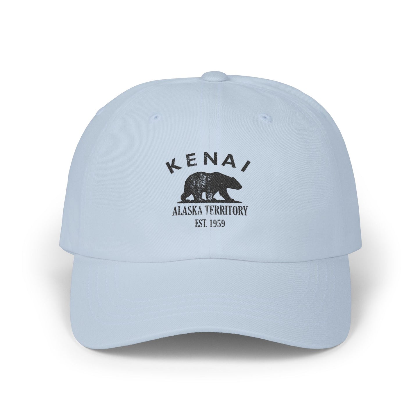 Kenai Alaska Vintage Retro Embroidered Cotton Cap - Black Logo