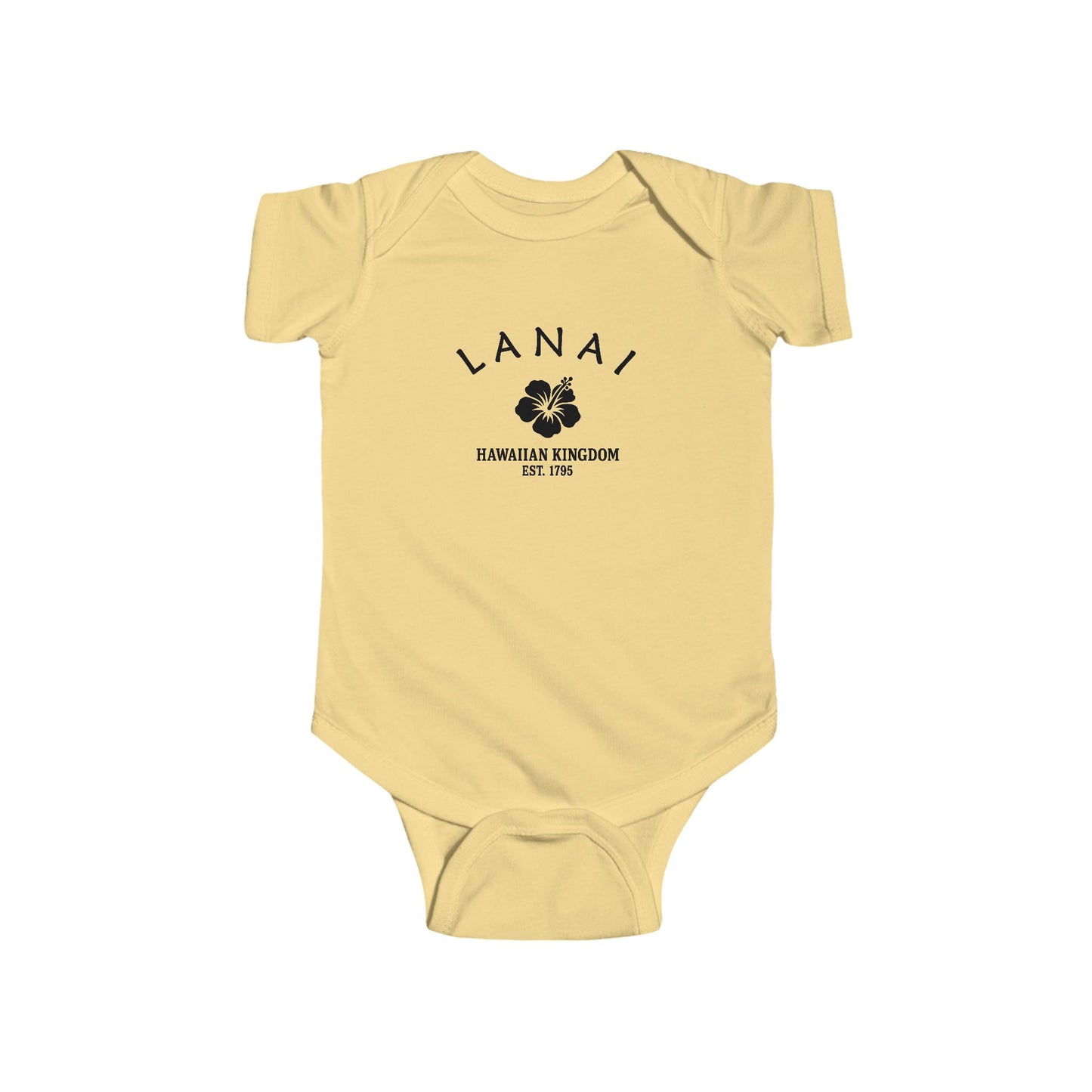 Lanai Hawaii Vintage Retro Cotton Jersey Baby Bodysuit - Black Logo