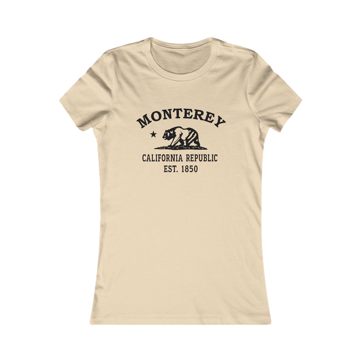 Monterey California Ringspun Cotten Fitted Vintage Retro Womens Tee - Black Logo