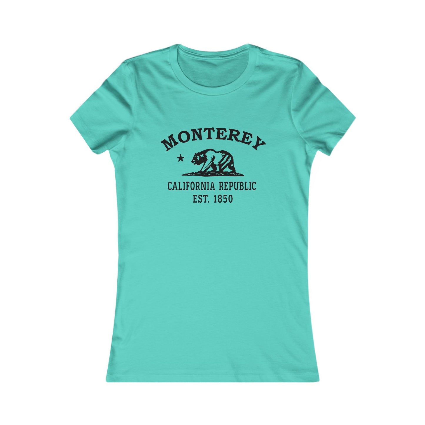 Monterey California Ringspun Cotten Fitted Vintage Retro Womens Tee - Black Logo