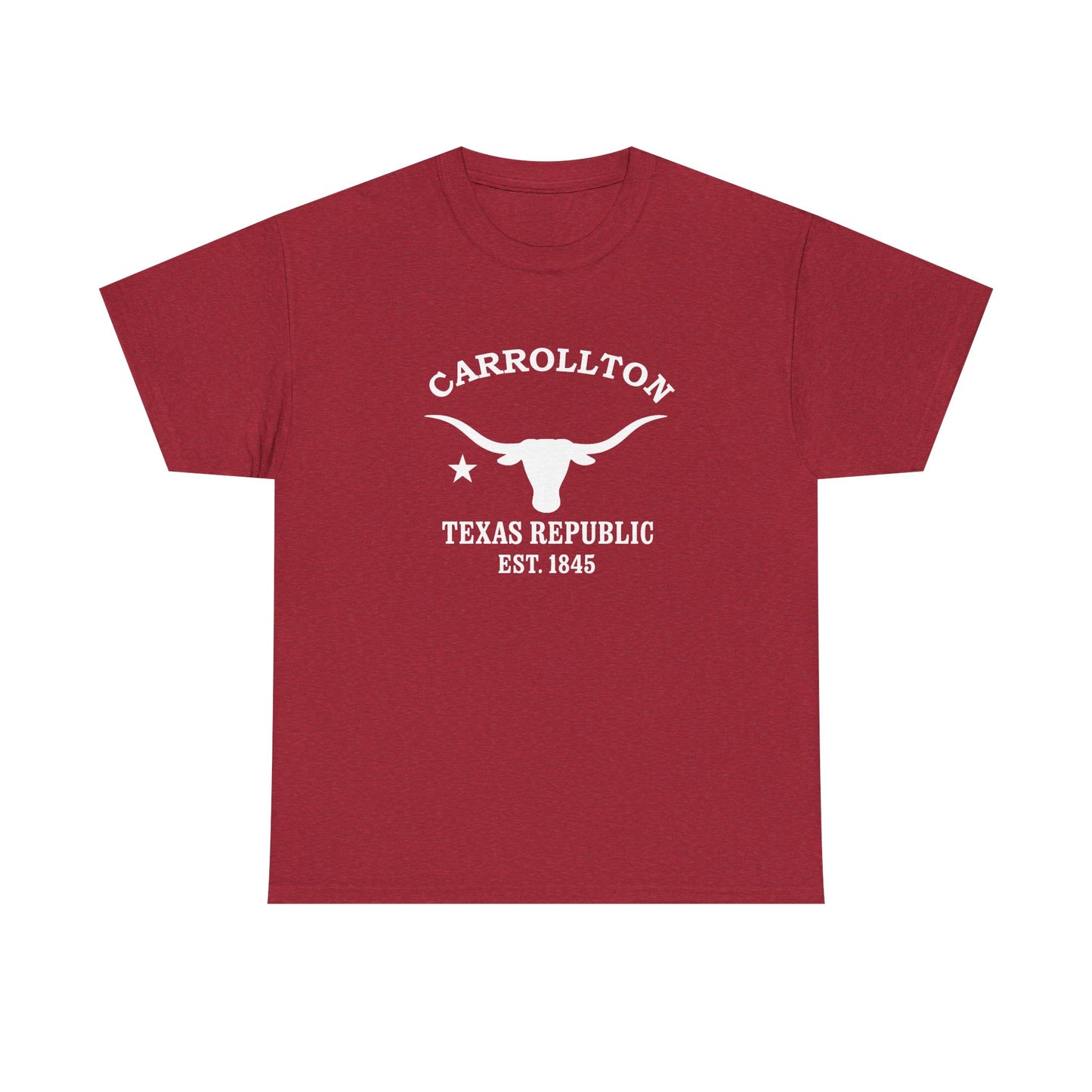Carrollton Texas Vintage Retro Unisex Heavy Cotton Tee - White Logo