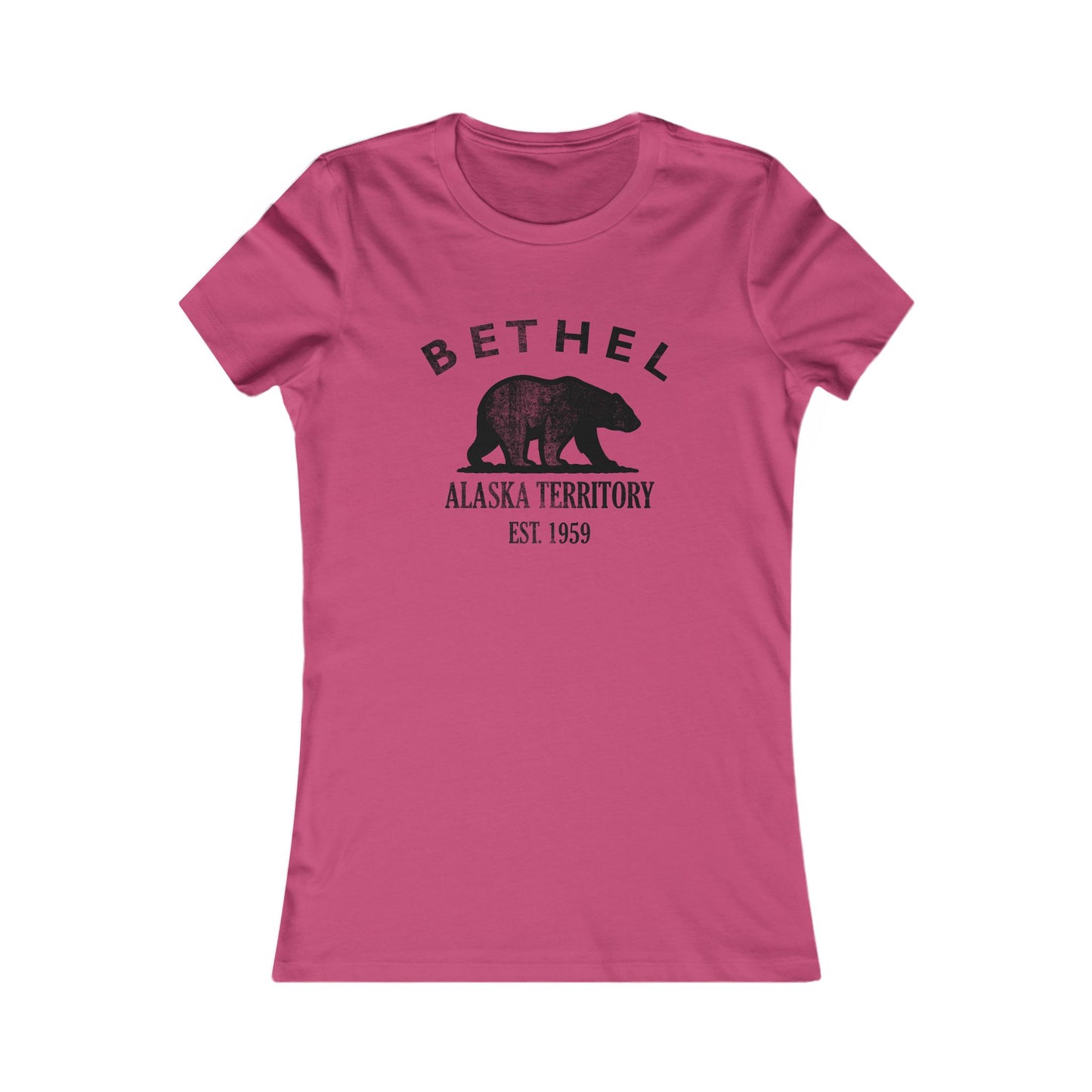 Bethel Alaska Ringspun Cotten Fitted Vintage Retro Womens Tee - Black Logo