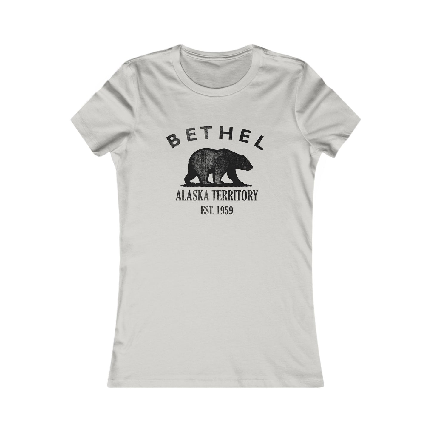 Bethel Alaska Ringspun Cotten Fitted Vintage Retro Womens Tee - Black Logo