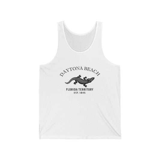 Daytona Beach Florida Vintage Retro Unisex Cotton Jersey Tank Top - Black Logo