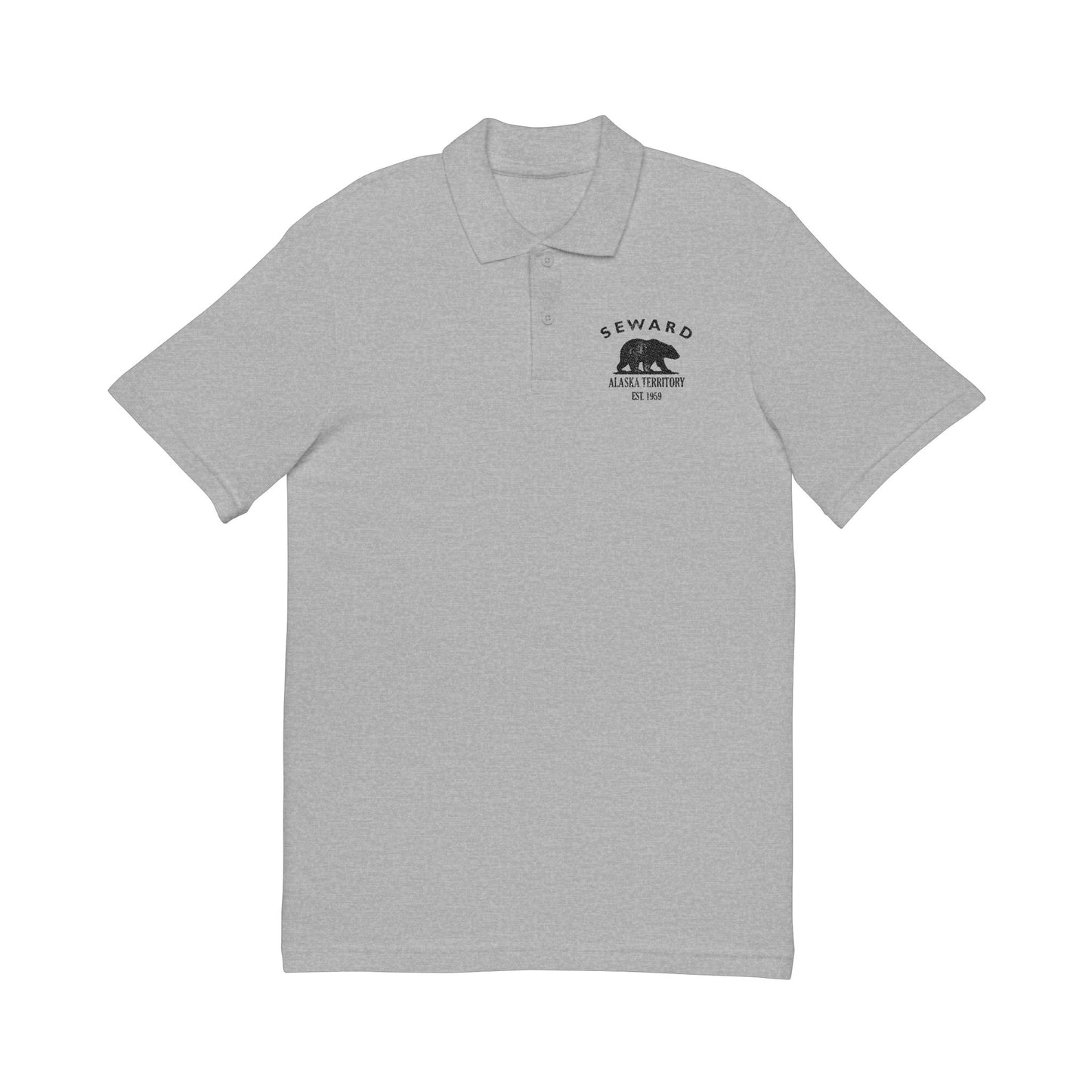 Seward Alaska Vintage Retro Unisex Embroidered Cotton Polo - Black Logo