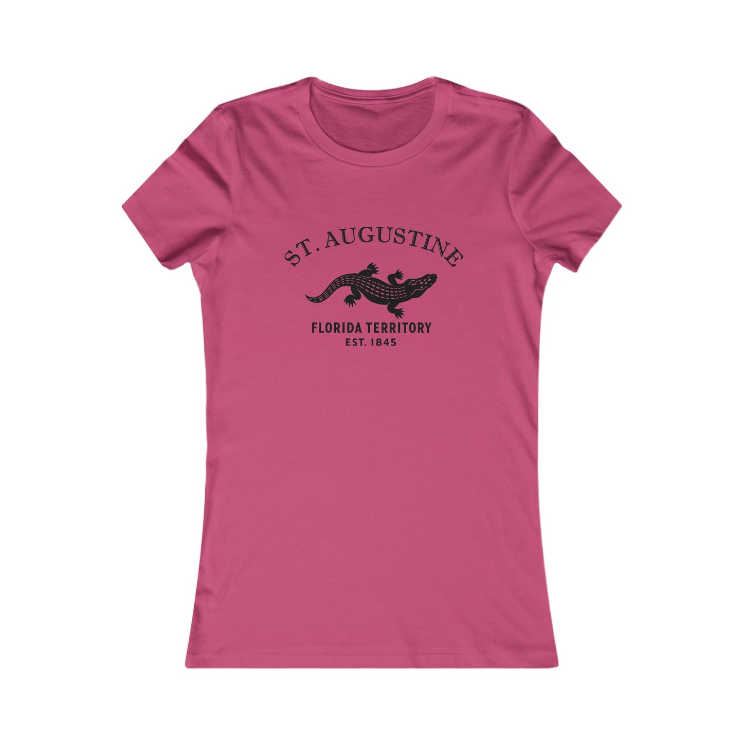 St Augustine Florida Ringspun Cotten Fitted Vintage Retro Womens Tee - Black Logo