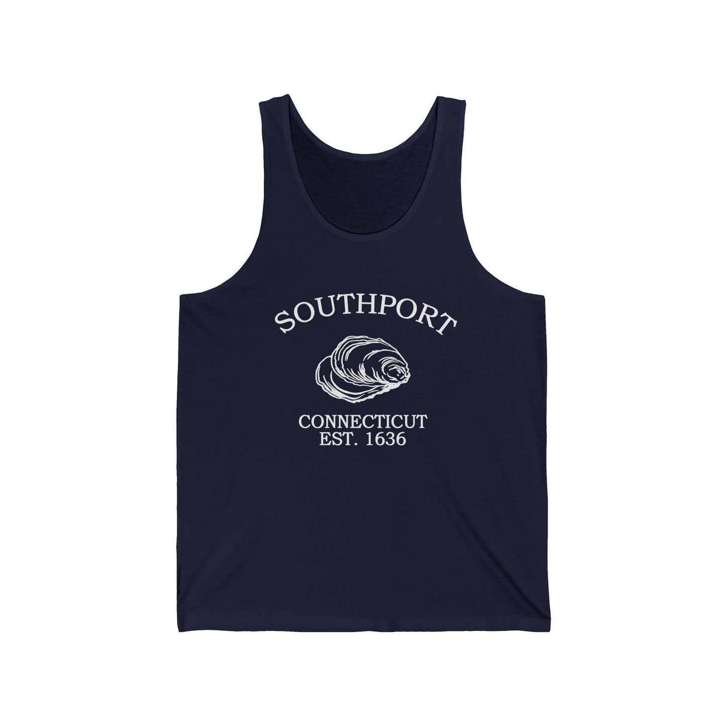 Southport Connecticut Vintage Retro Unisex Cotton Jersey Tank Top - White Logo