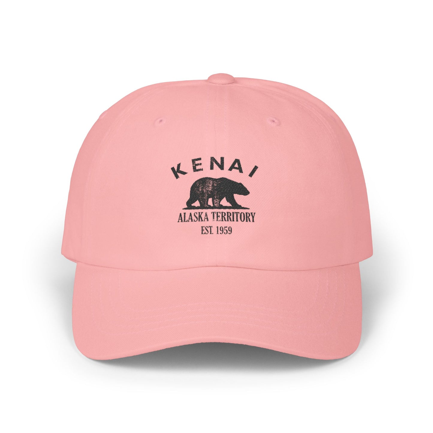 Kenai Alaska Vintage Retro Embroidered Cotton Cap - Black Logo
