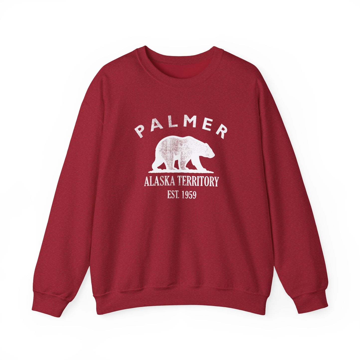 Palmer Alaska Vintage Retro Unisex Heavy Crewneck Sweatshirt - White Logo