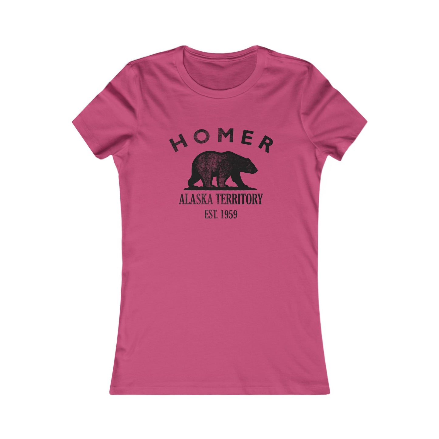 Homer Alaska Ringspun Cotten Fitted Vintage Retro Womens Tee - Black Logo
