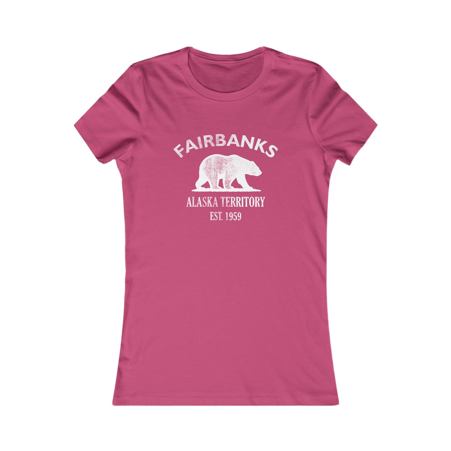 Fairbanks Alaska Vintage Retro Womens Fitted Ringspun Cotton Tee - White Logo