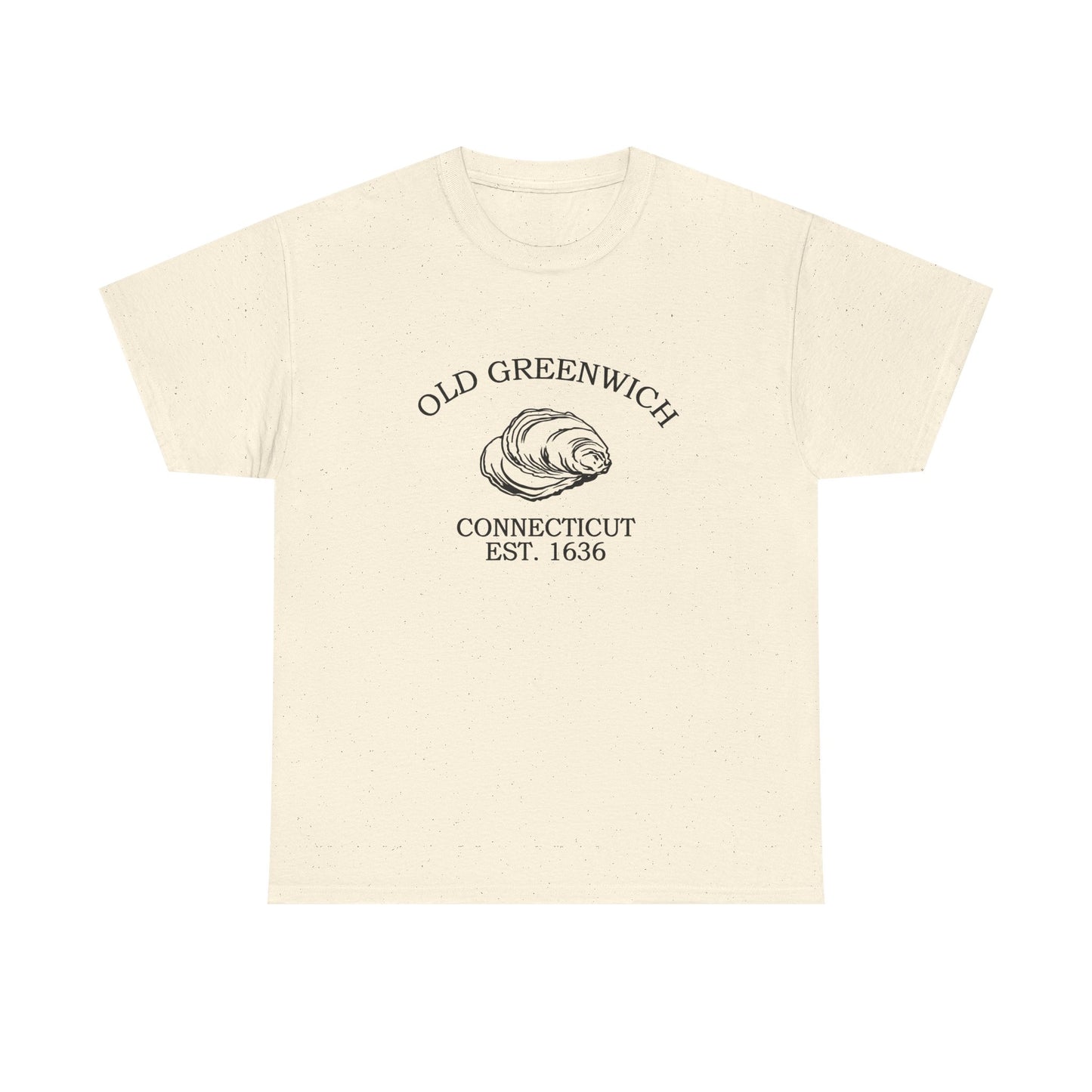 Old Greenwich Connecticut Vintage Retro Unisex Heavy Cotton Tee - Black Logo