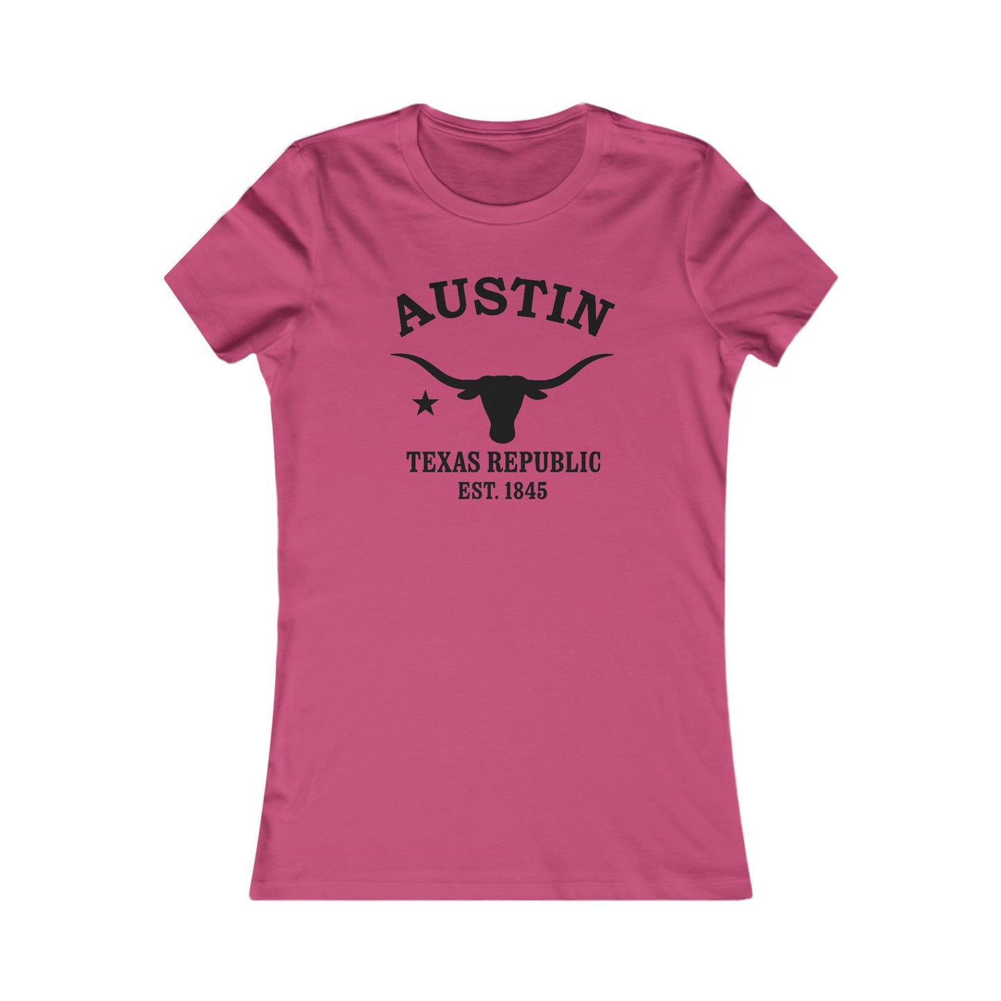 Austin Texas Vintage Retro Womens Fitted Ringspun Cotton Tee - Black Logo