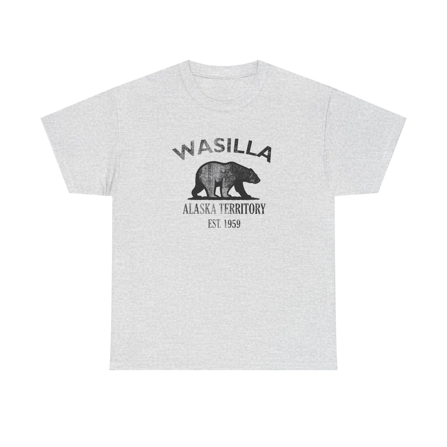 Wasilla Alaska Vintage Retro Unisex Heavy Cotton Tee - Black Logo