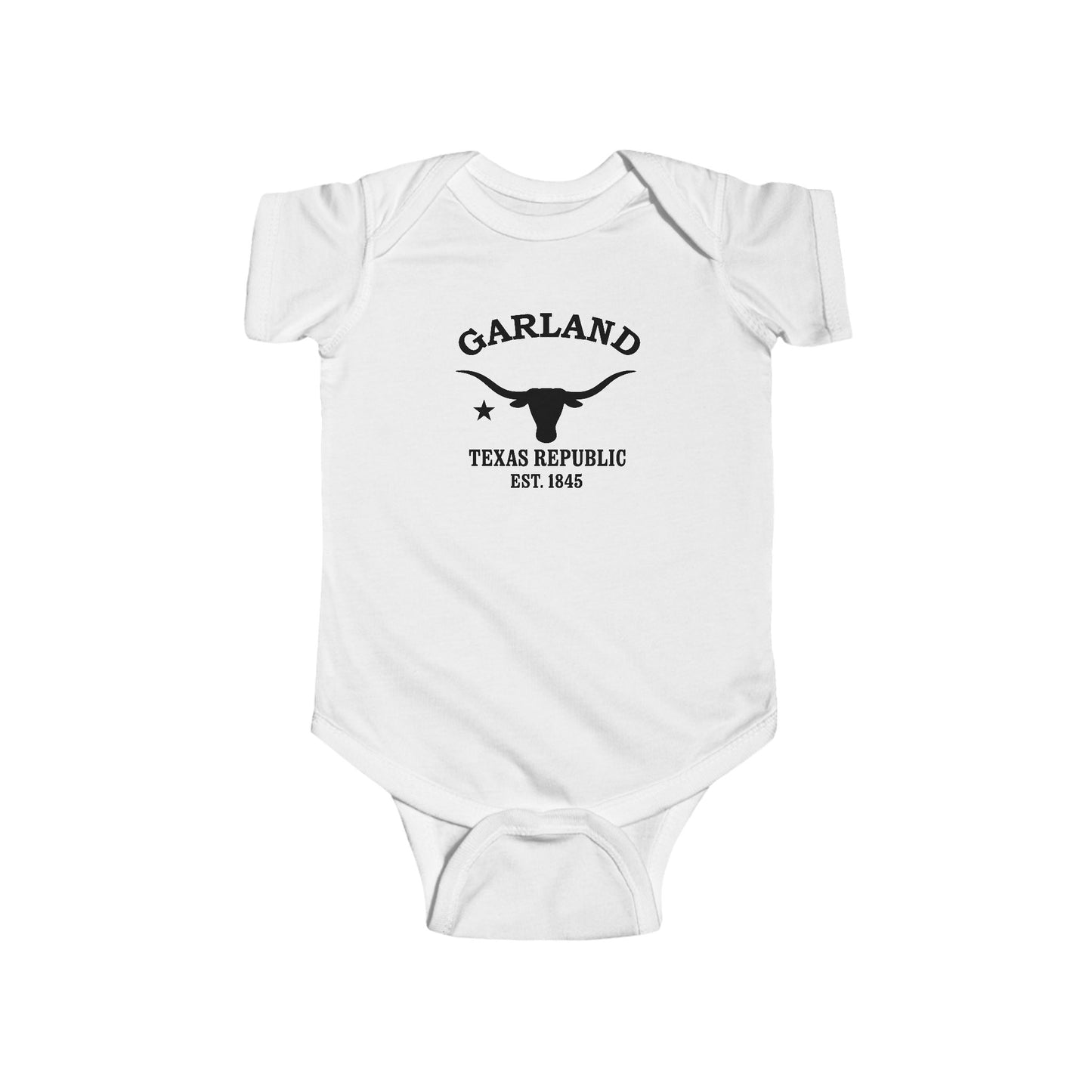 Garland Texas Vintage Retro Cotton Jersey Baby Bodysuit - Black Logo
