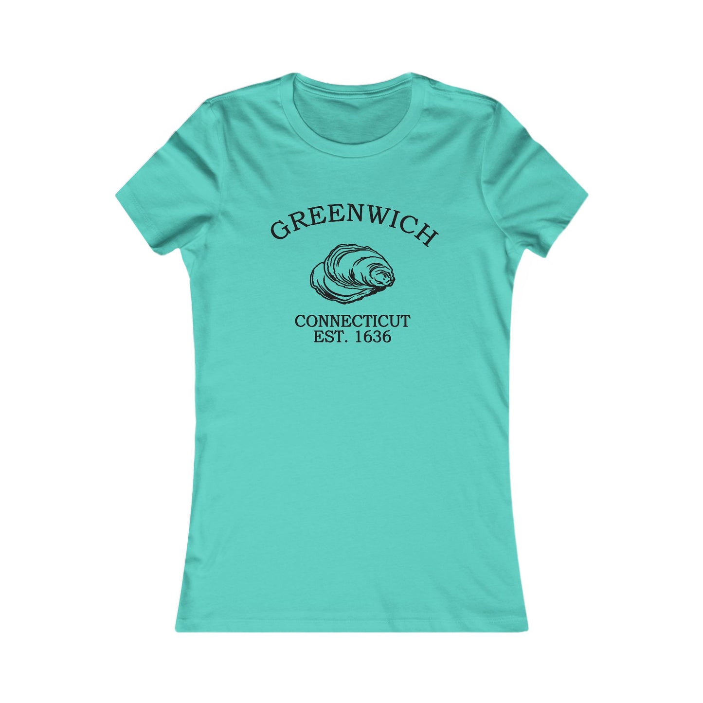 Greenwich Connecticut Vintage Retro Womens Fitted Ringspun Cotton Tee - Black Logo
