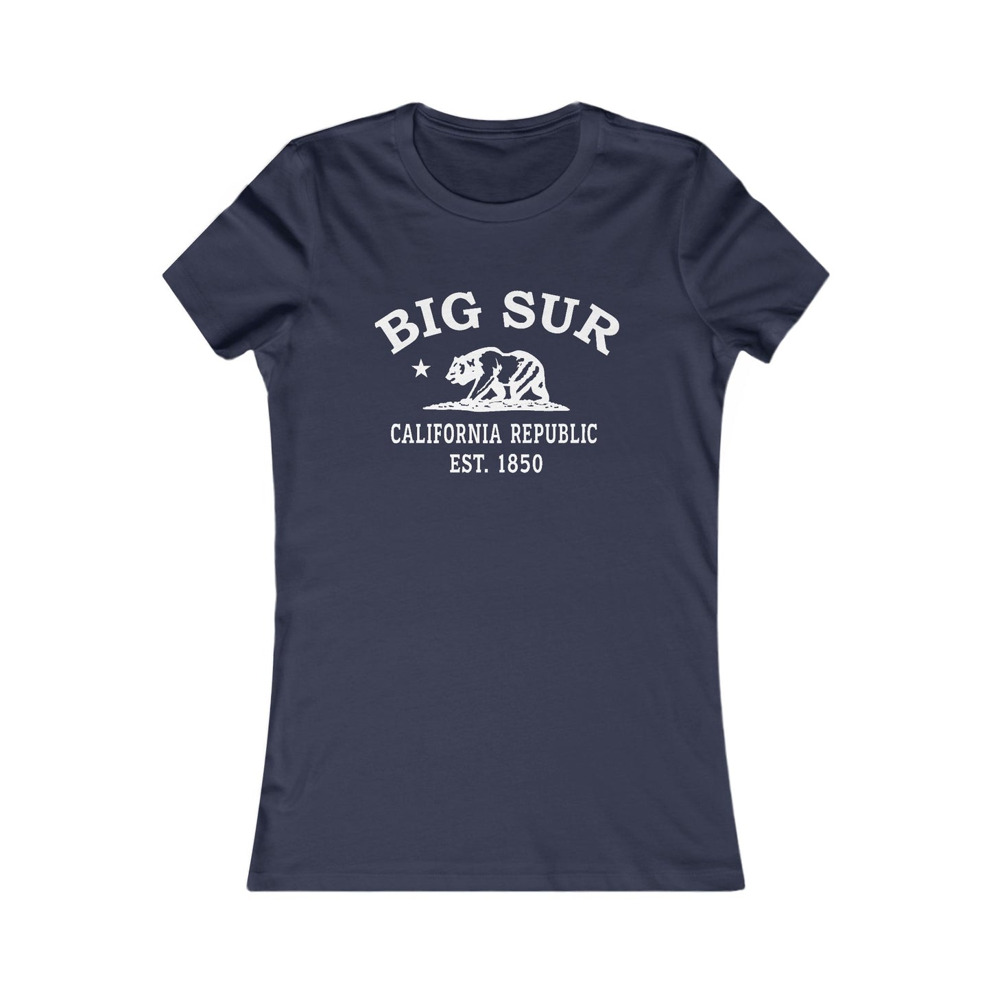 Big Sur California Vintage Retro Womens Fitted Ringspun Cotton Tee - White Logo