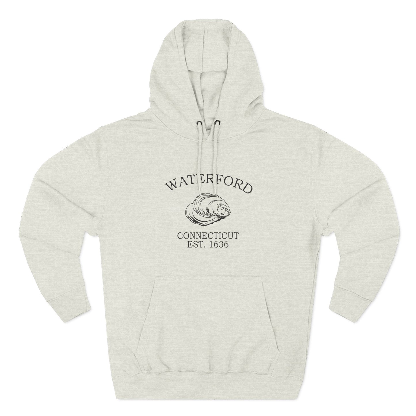 Waterford Connecticut Vintage Retro Unisex Heavy Cotton Hoodie - Black Logo
