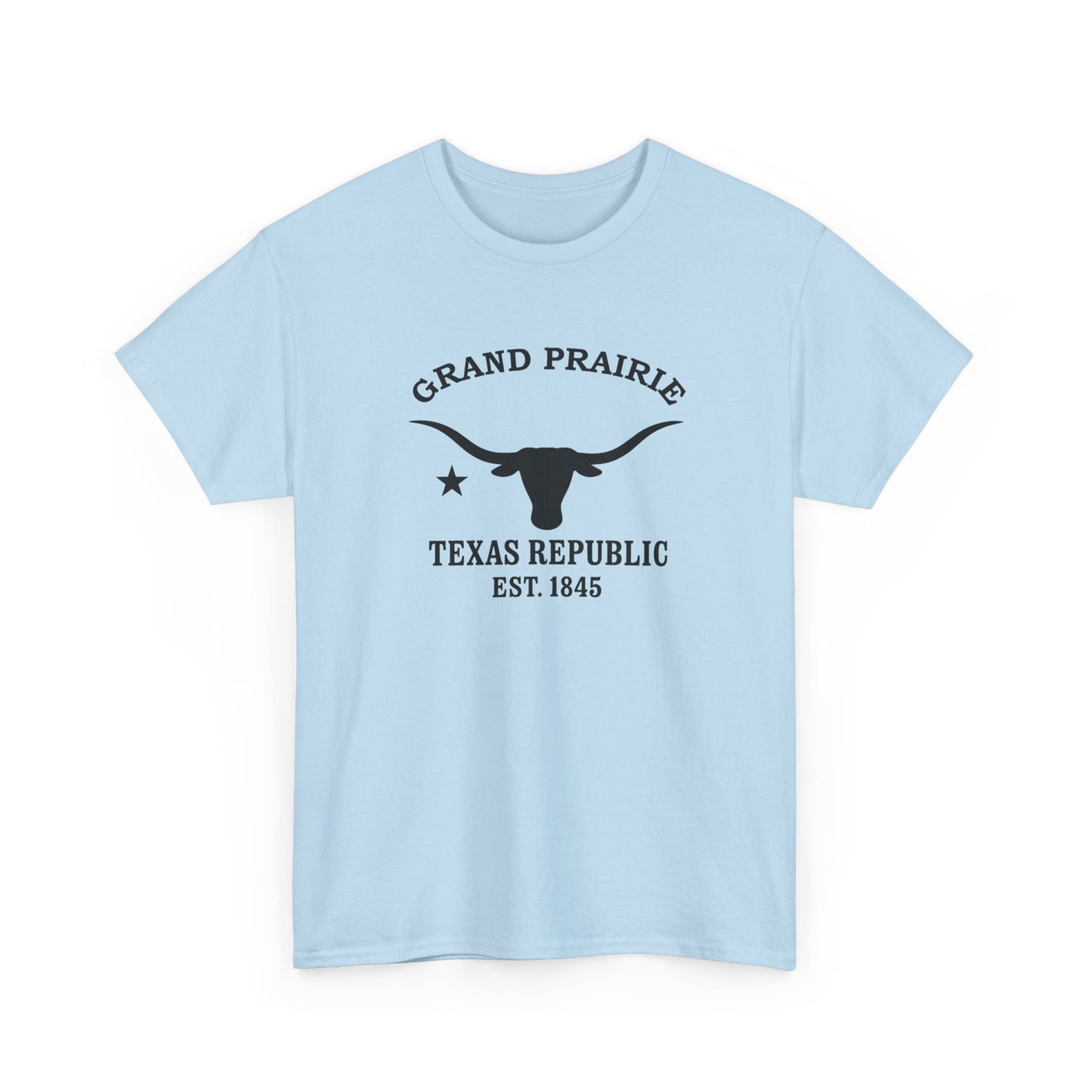 Grand Prairie Texas Vintage Retro Unisex Heavy Cotton Tee - Black Logo