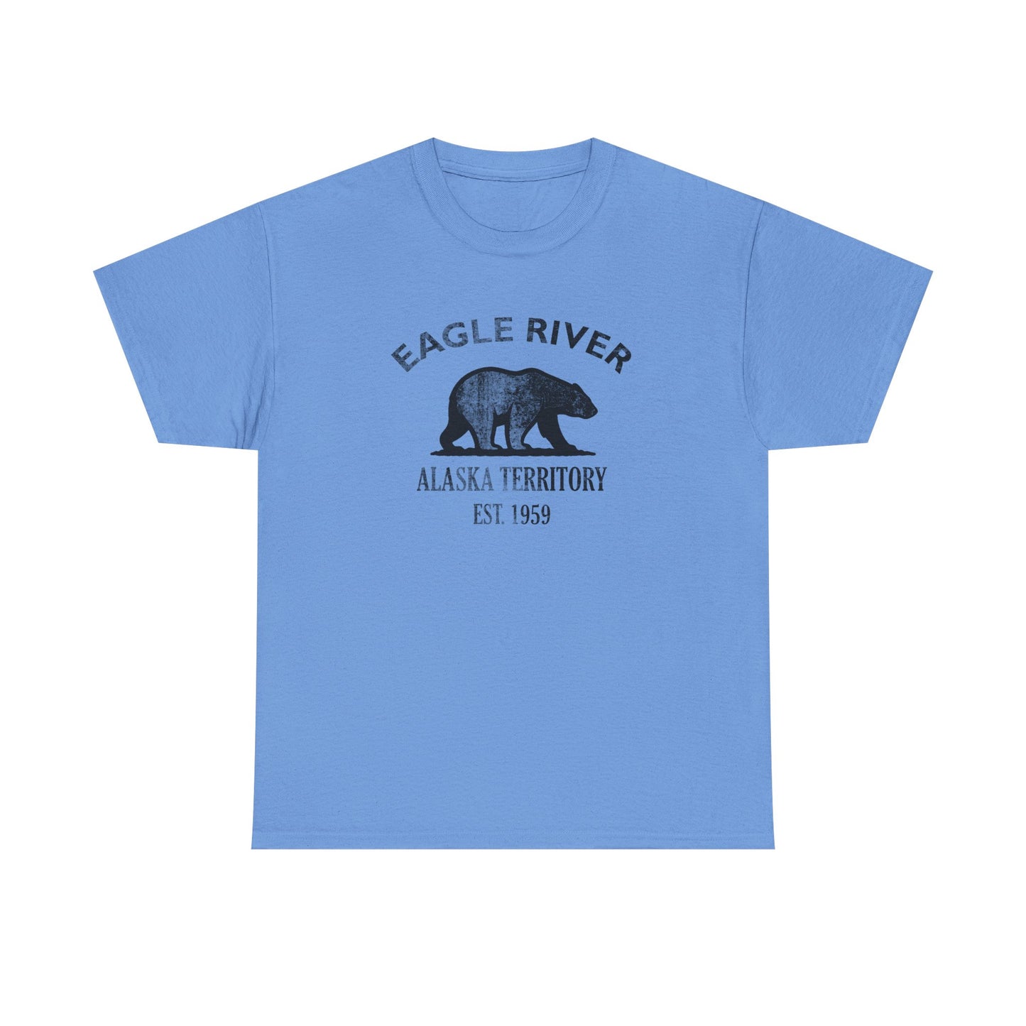 Eagle River Alaska Vintage Retro Unisex Heavy Cotton Tee - Black Logo