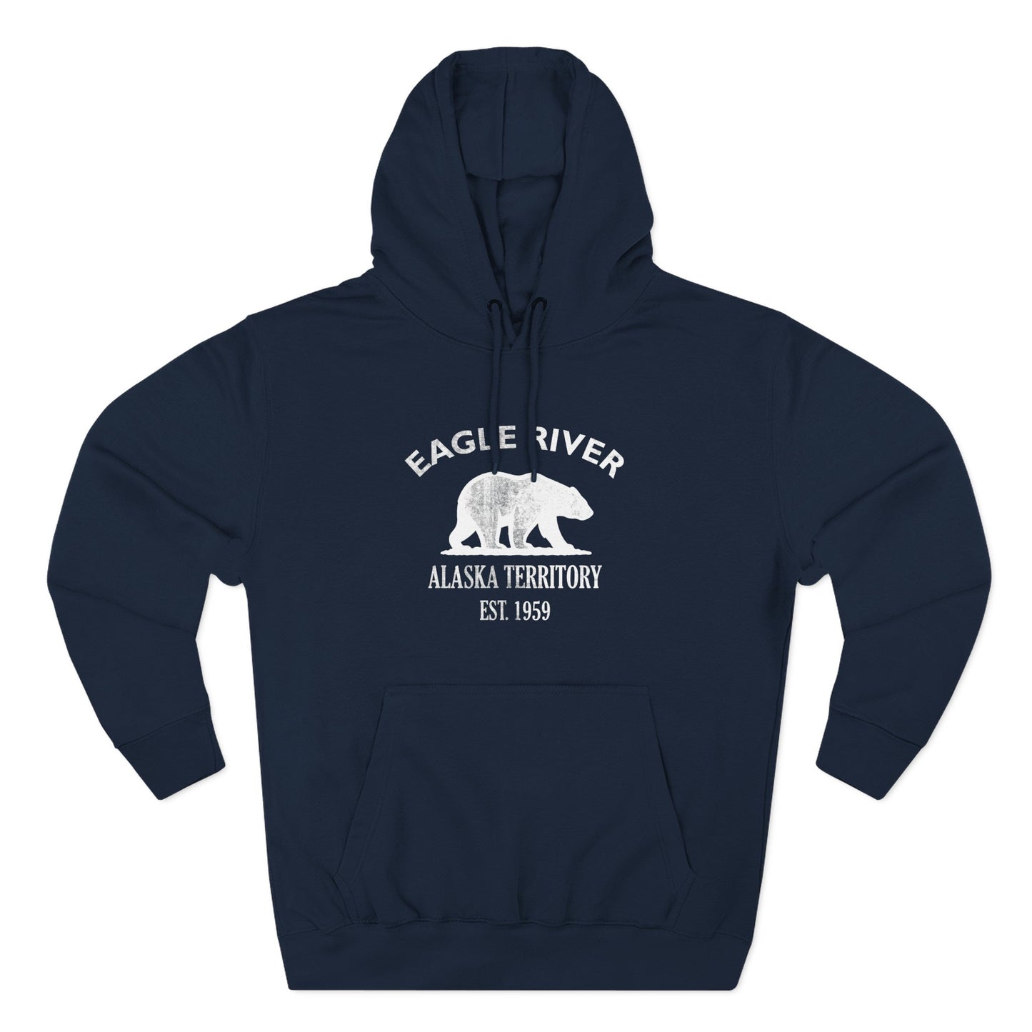 Eagle River Alaska Vintage Retro Unisex Heavy Cotton Hoodie - White Logo