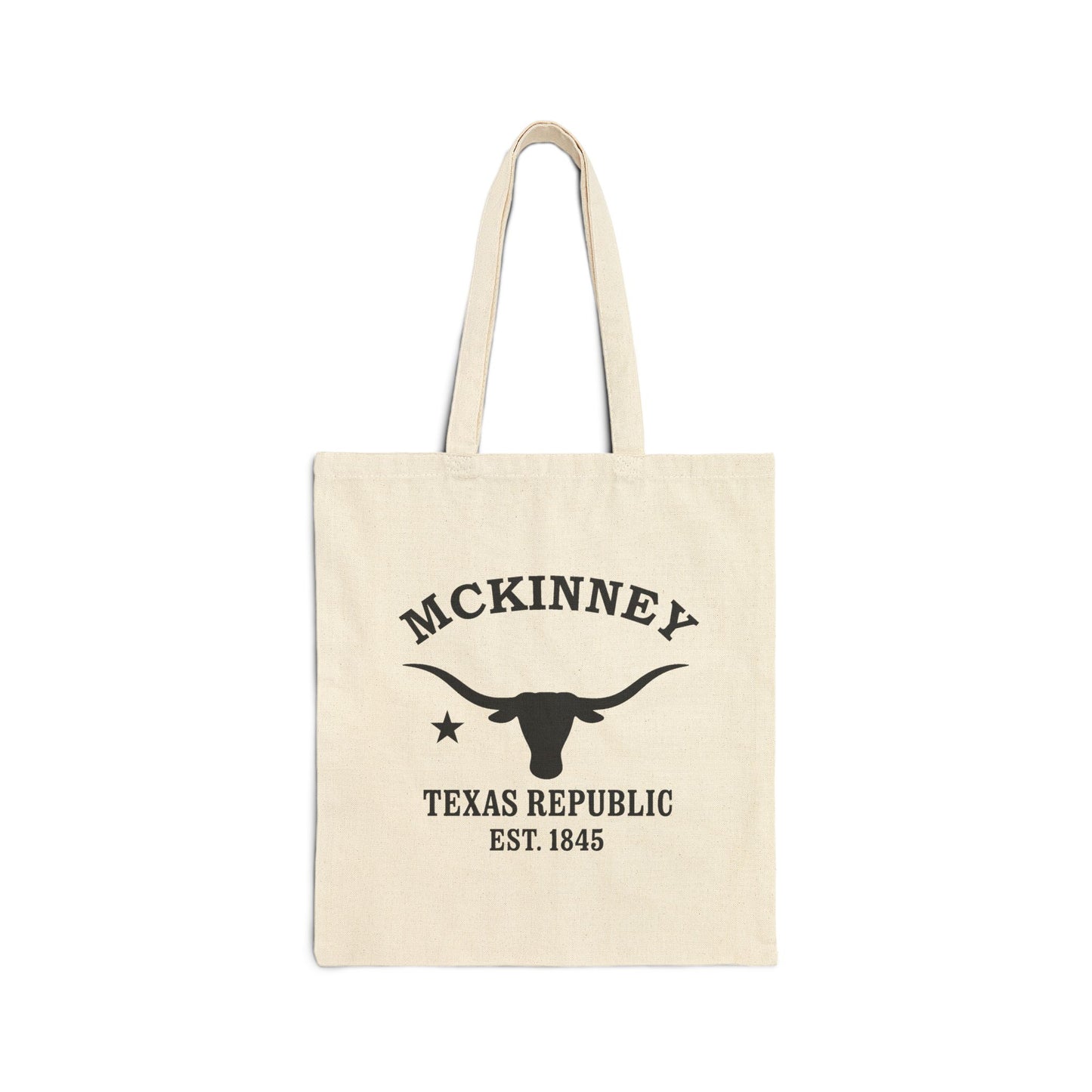 McKinney Texas Vintage Retro Cotton Canvas Tote Bag - Black Logo