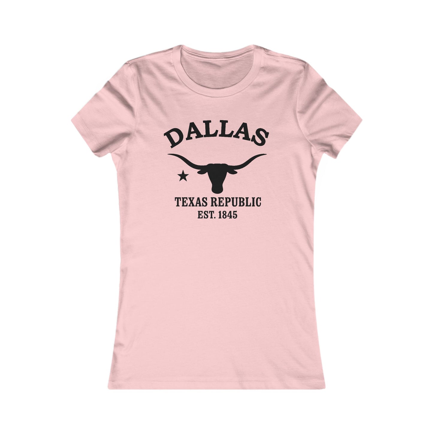 Dallas Texas Ringspun Cotten Fitted Vintage Retro Womens Tee - Black Logo