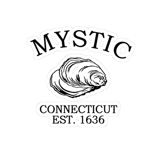 Mystic Connecticut Vintage Retro Vinyl Sticker - Black Logo