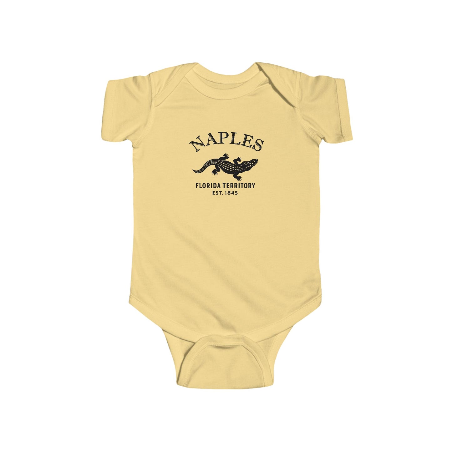 Naples Florida Cottton Jersey Baby Bodysuit - Black Logo