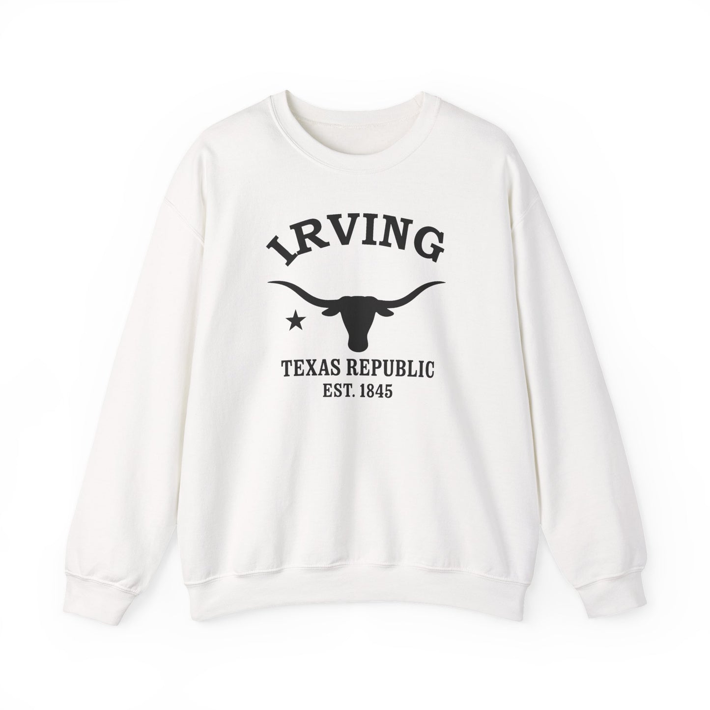 Irving Texas Vintage Retro Unisex Heavy Crewneck Sweatshirt - Black Logo
