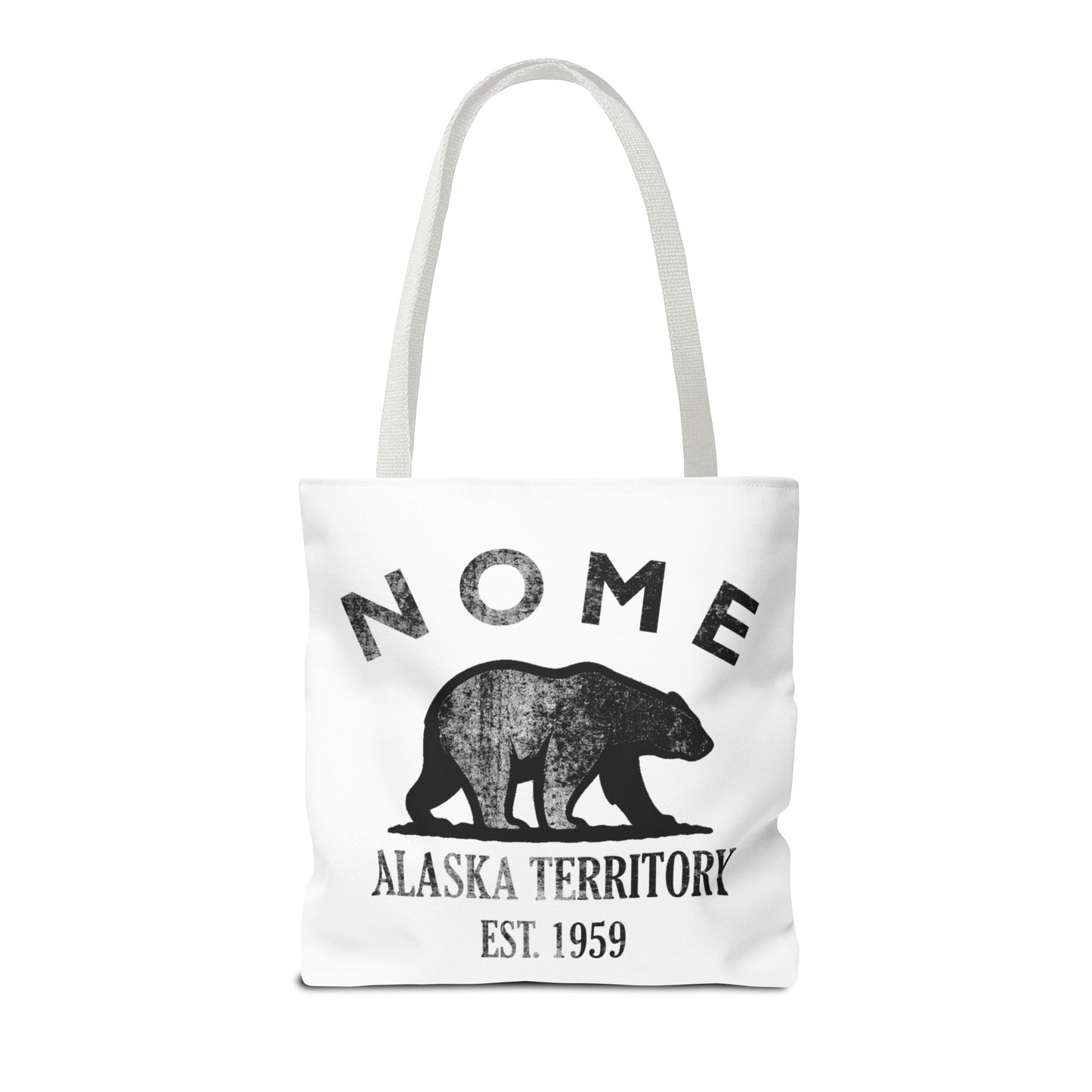 Nome Alaska Vintage Retro Light Canvas Tote - Black Logo