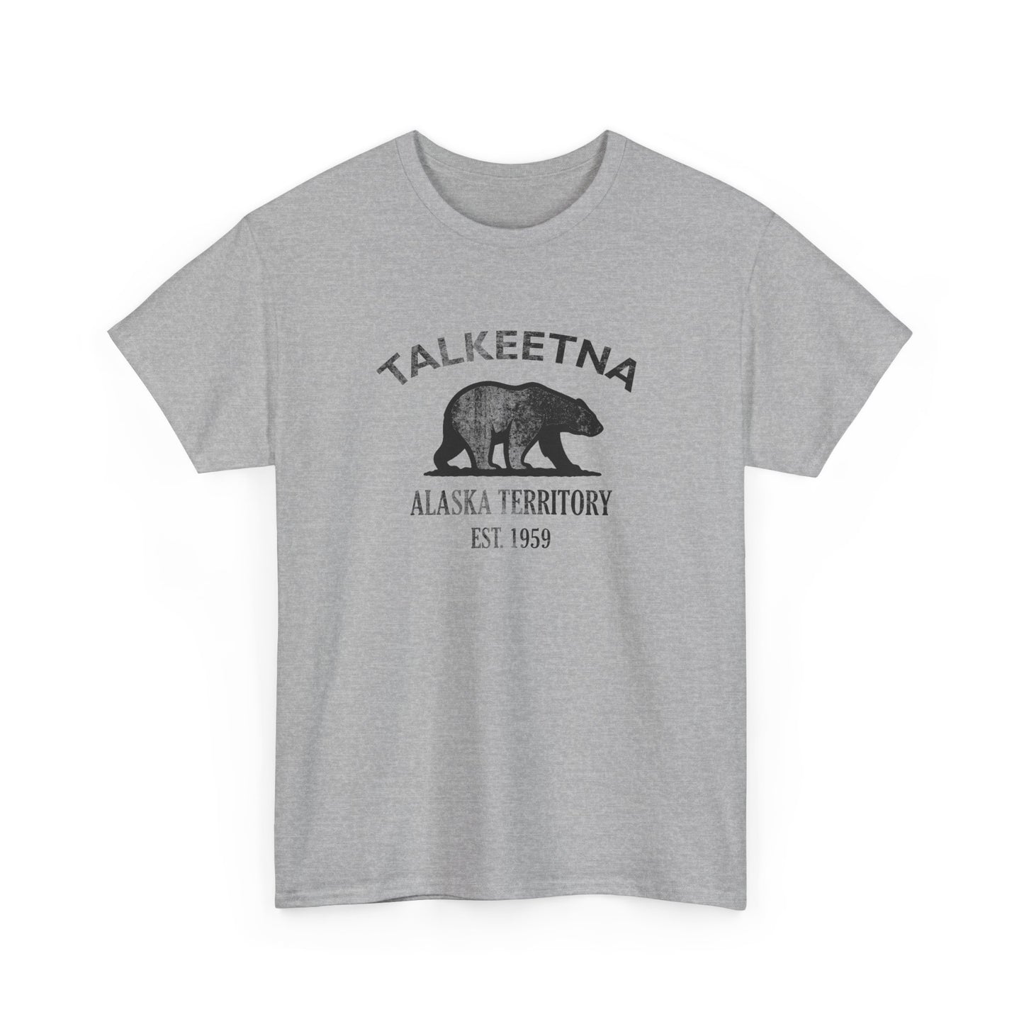 Talkeetna Alaska Vintage Retro Unisex Heavy Cotton Tee - Black Logo