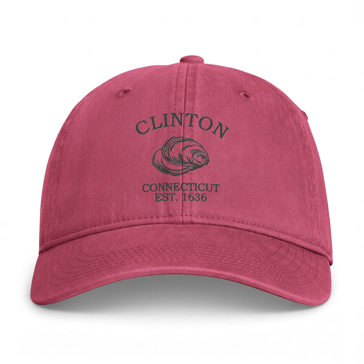 Clinton Connecticut Distressed Cotton Cap - Charcoal Print Logo