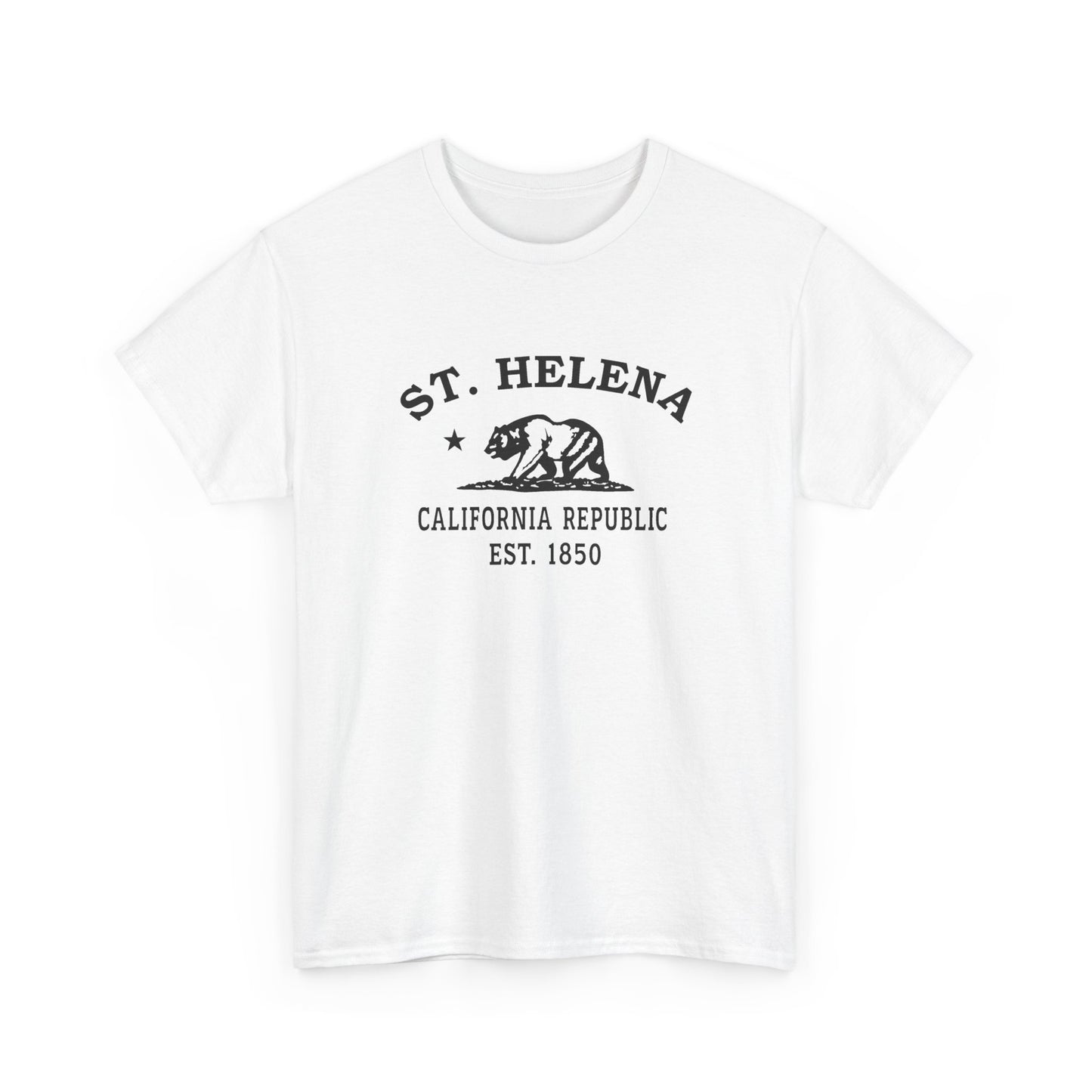 St Helena California Vintage Retro Unisex Heavy Cotton Tee - Black Logo