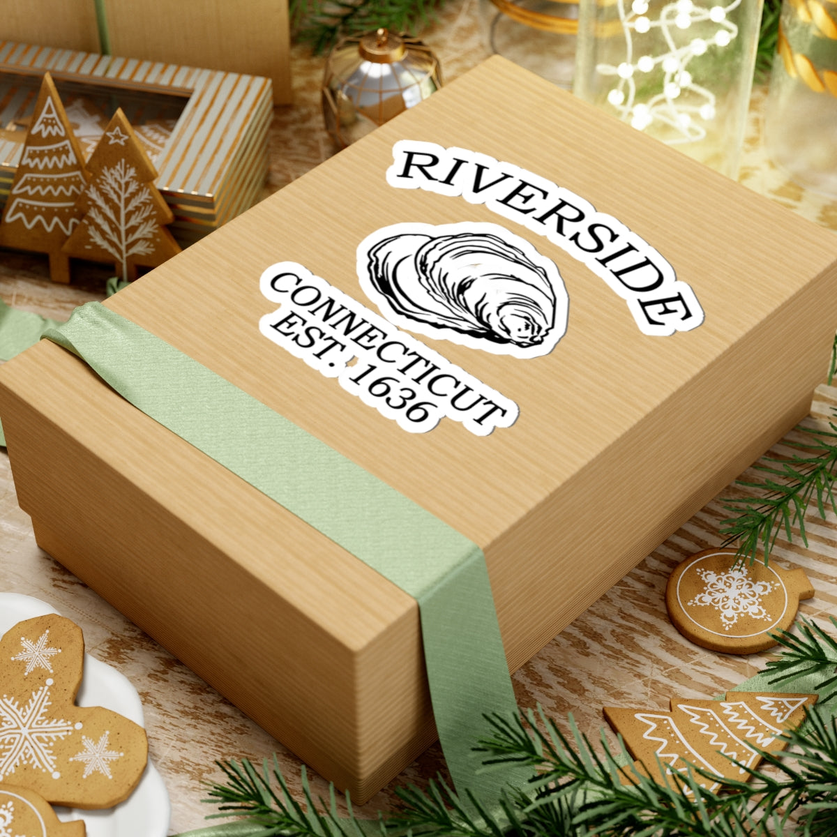 Riverside Connecticut Vintage Retro Vinyl Sticker - Black Logo