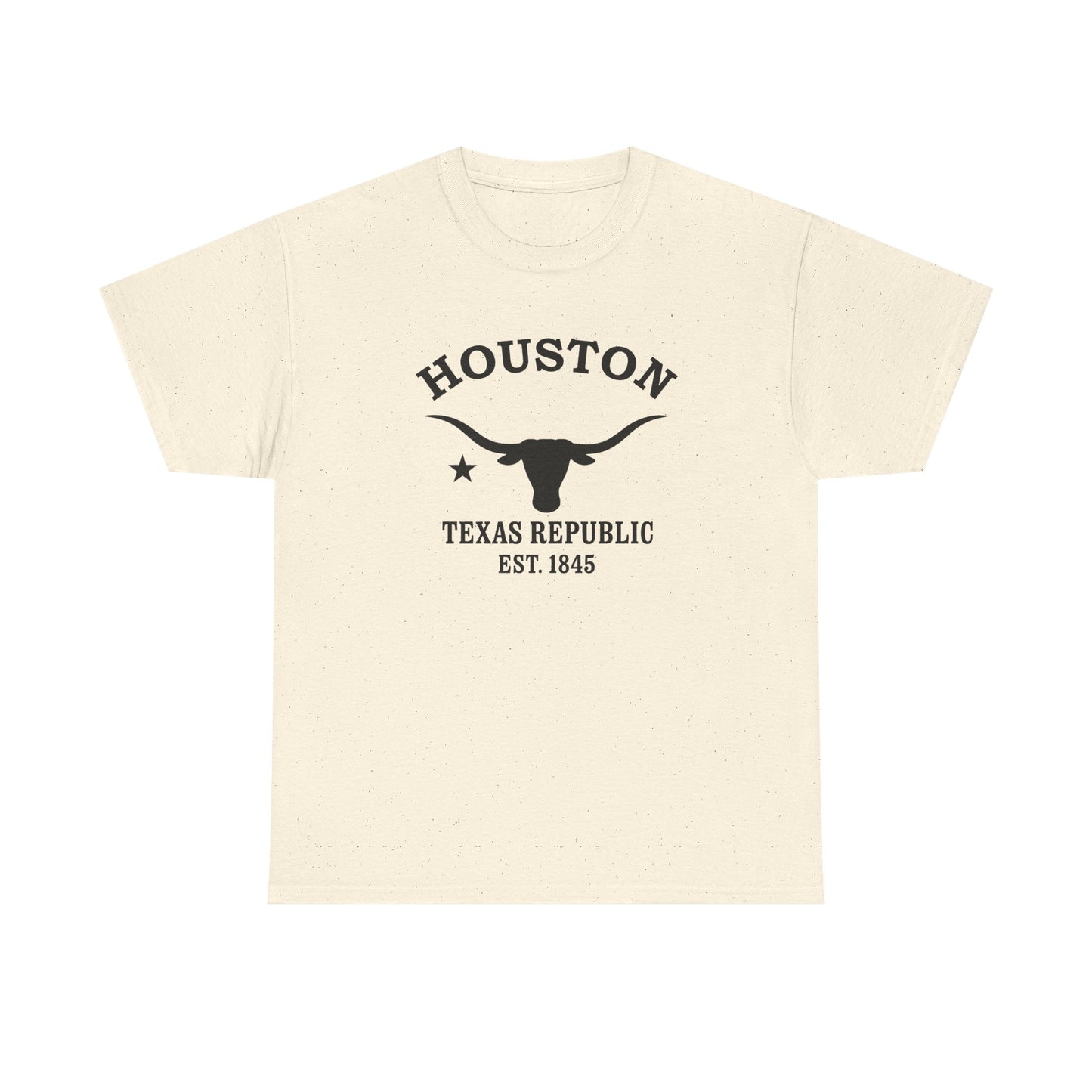 Houston Texas Vintage Retro Unisex Heavy Cotton Tee - Black Logo