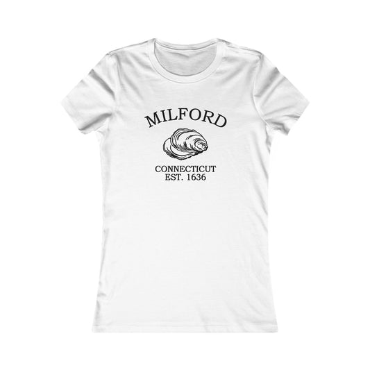 Milford Connecticut Vintage Retro Womens Fitted Ringspun Cotton Tee - Black Logo