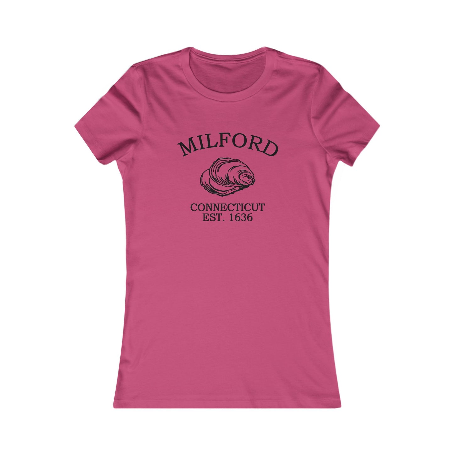 Milford Connecticut Vintage Retro Womens Fitted Ringspun Cotton Tee - Black Logo