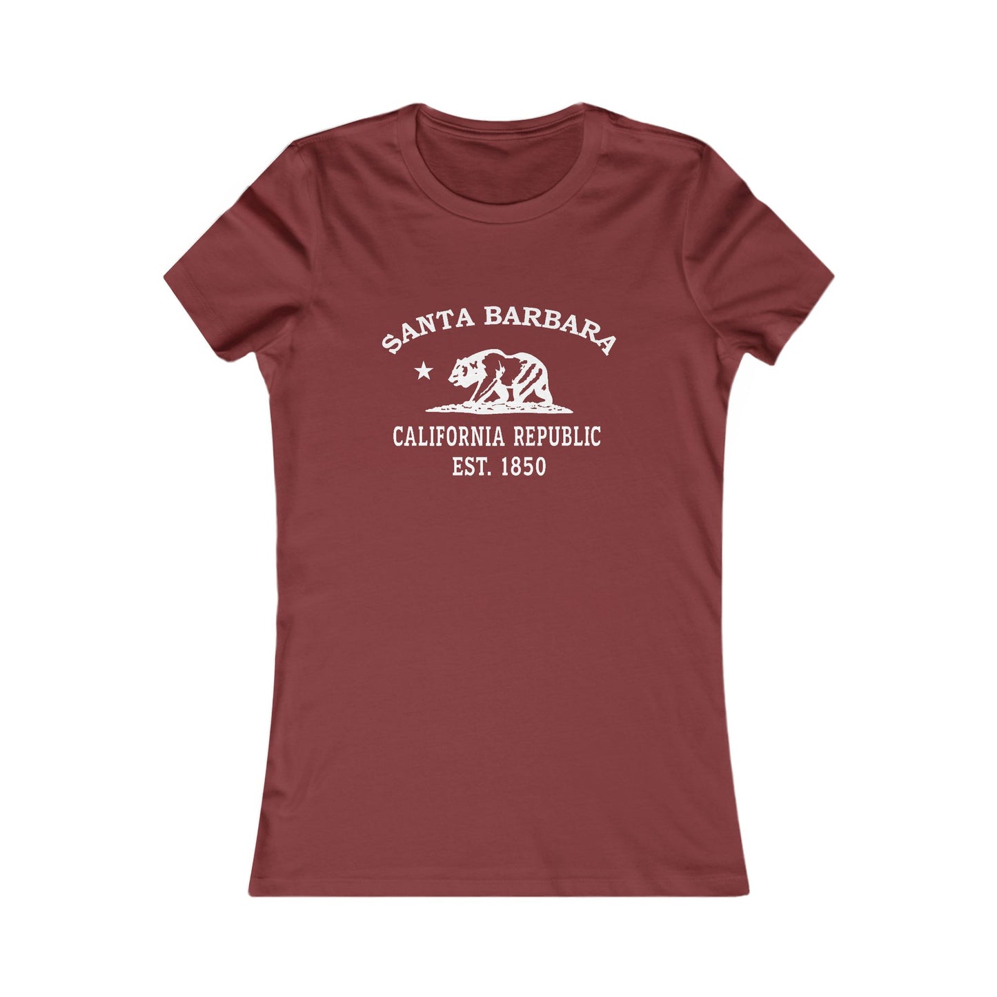 Santa Barbara California Vintage Retro Womens Fitted Ringspun Cotton Tee - White Logo
