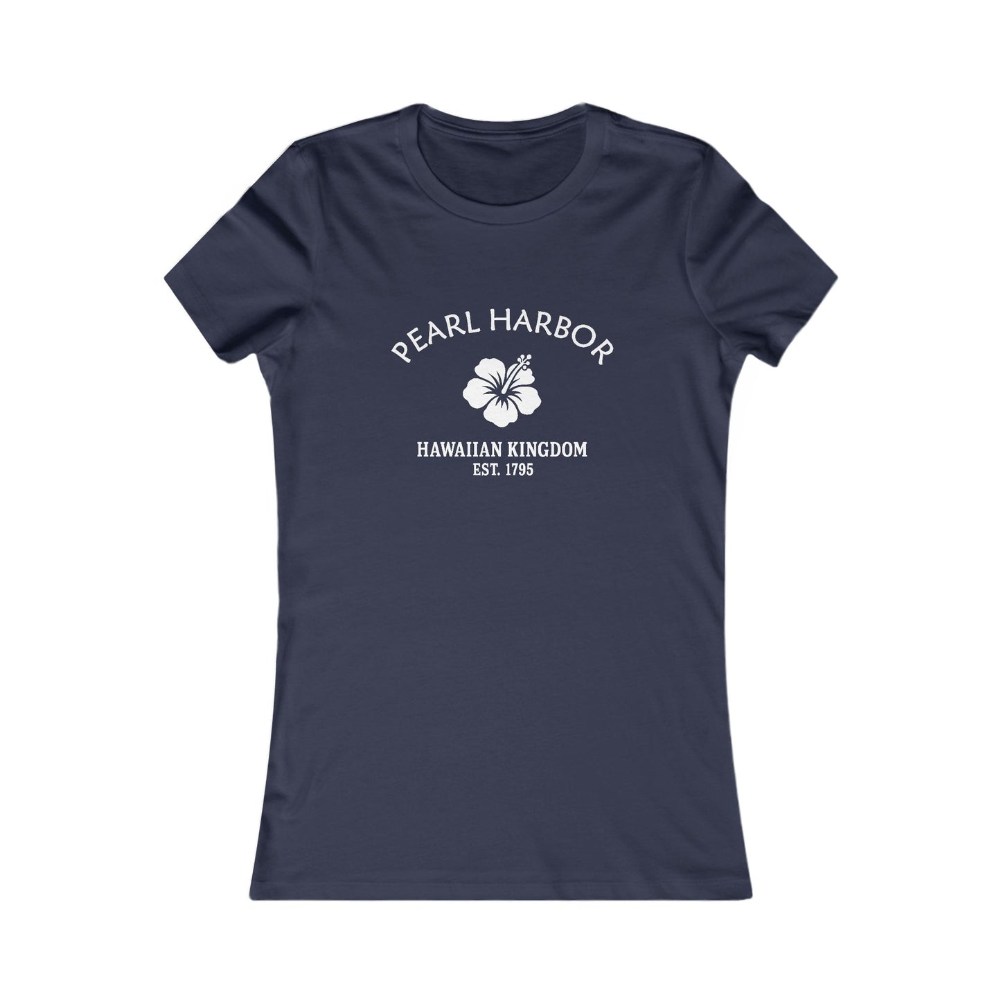 Pearl Harbor Hawaii Vintage Retro Womens Fitted Ringspun Cotton Tee - White Logo