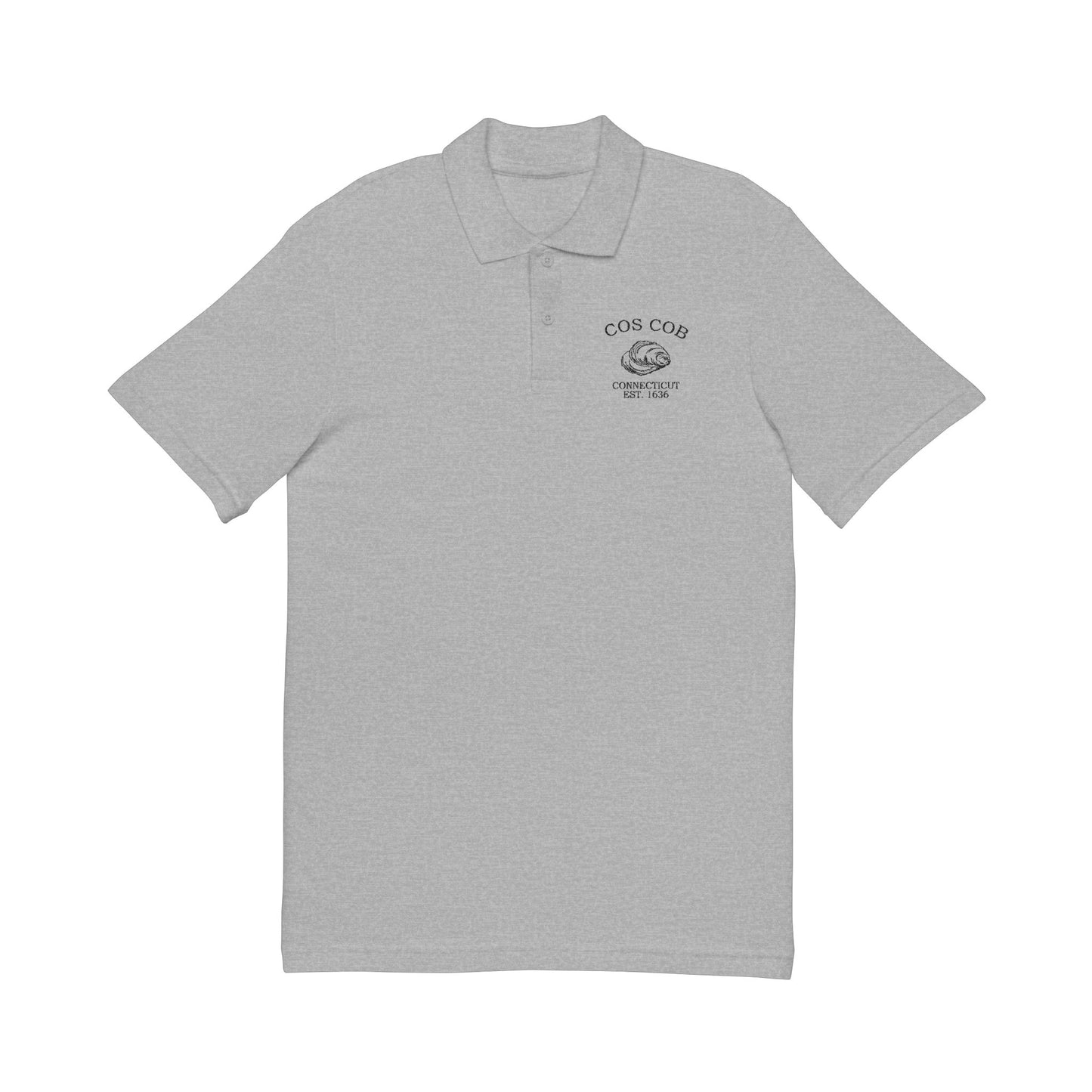 Cos Cob Connecticut Vintage Retro Unisex Embroidered Cotton Polo - Black Logo