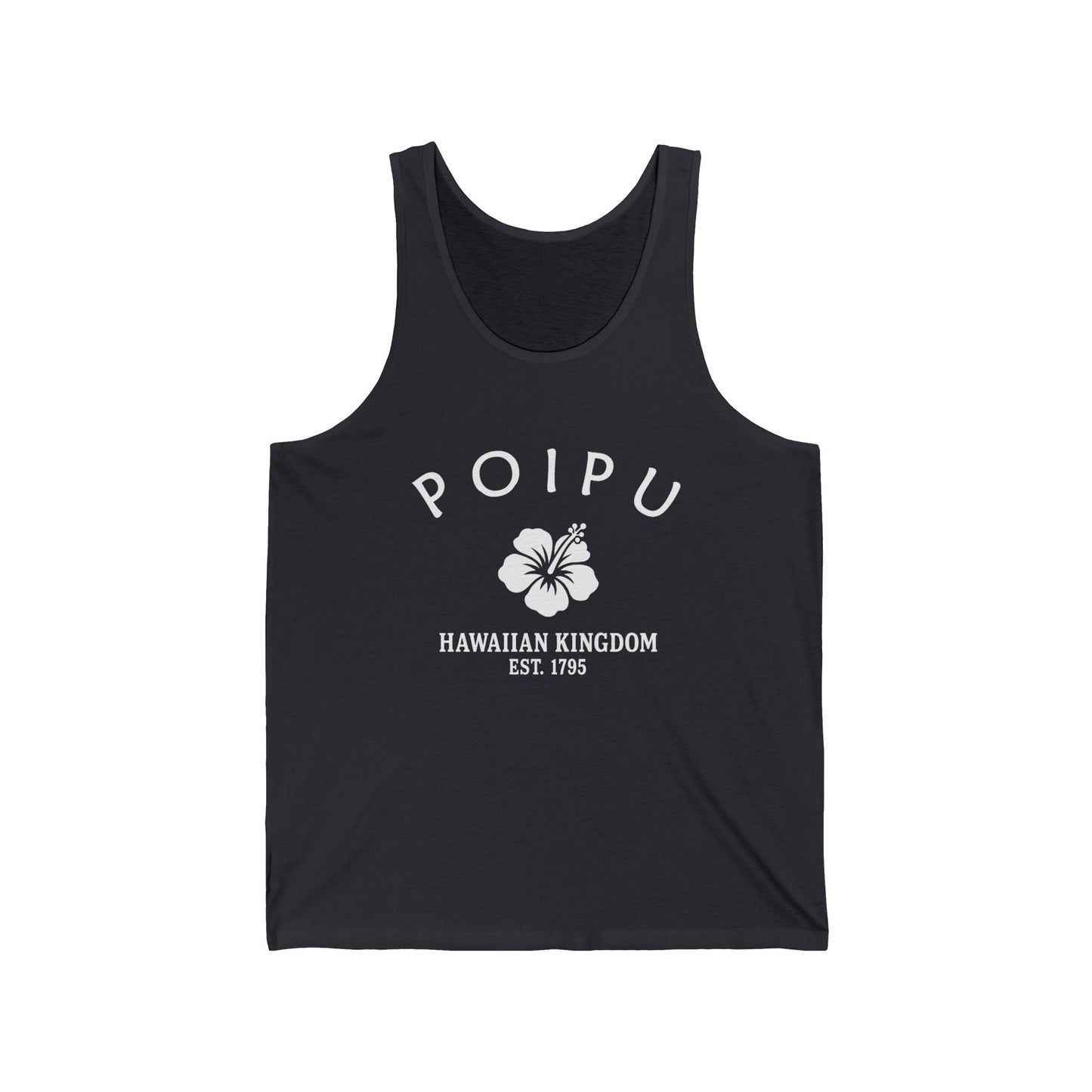 Poipu Hawaii Unisex Cotton Jersey Tank Top - White Logo