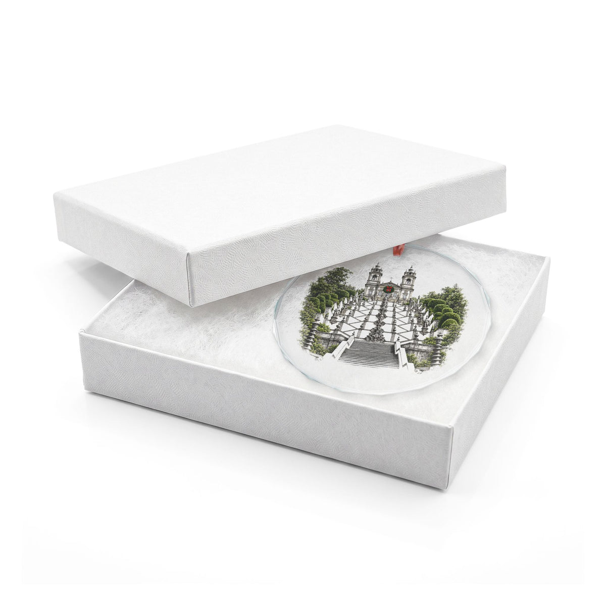 Braga Portugal Crystal Holiday Ornament in White Gift Box, Bom Jesus do Monte