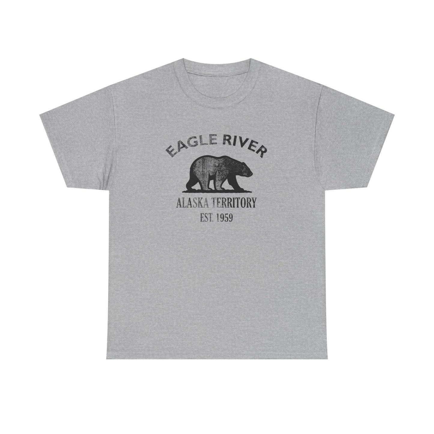 Eagle River Alaska Vintage Retro Unisex Heavy Cotton Tee - Black Logo