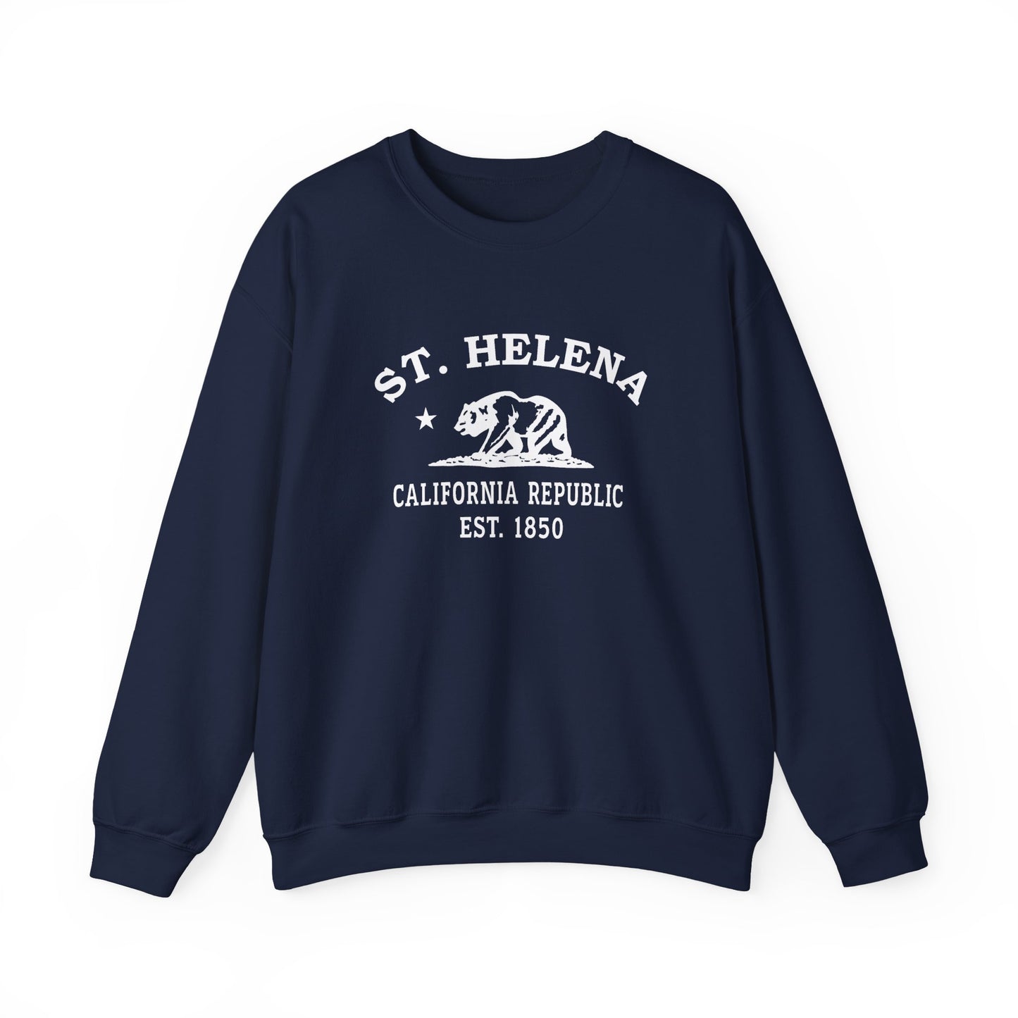 St Helena California Vintage Retro Unisex Heavy Crewneck Sweatshirt - White Logo