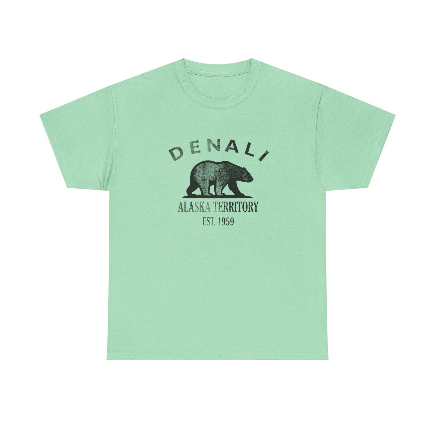 Denali Alaska Vintage Retro Unisex Heavy Cotton Tee - Black Logo