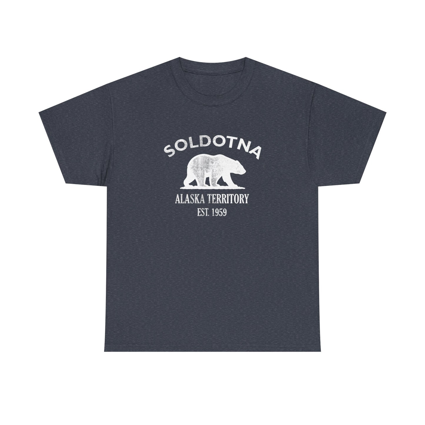 Soldotna Alaska Vintage Retro Unisex Heavy Cotton Tee - White Logo